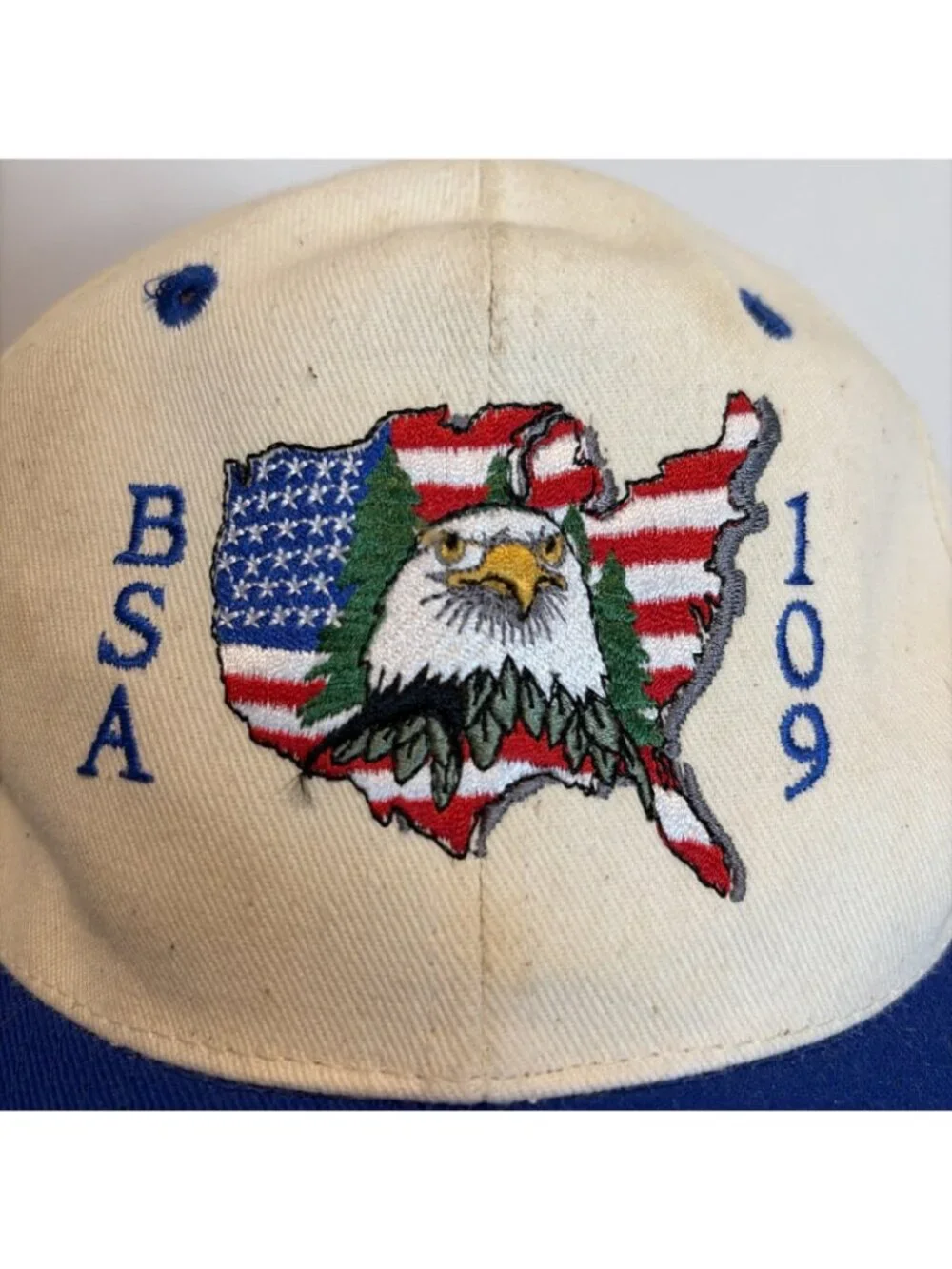 Vintage Boy Scouts BSA Snap Back Hat Cap Mens One Size Embroidered Flag 1990s